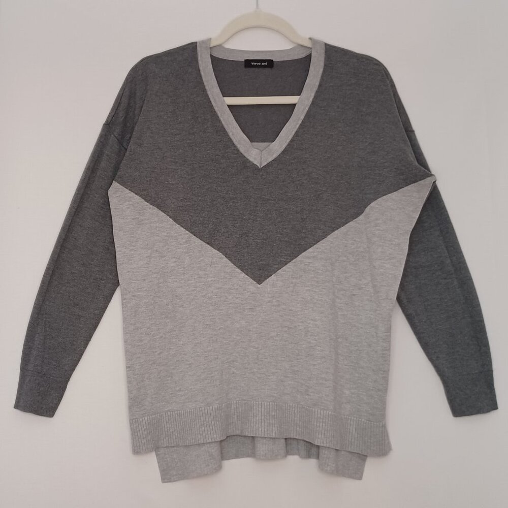 Women's Verve Ami Grey Color Block Sweater
